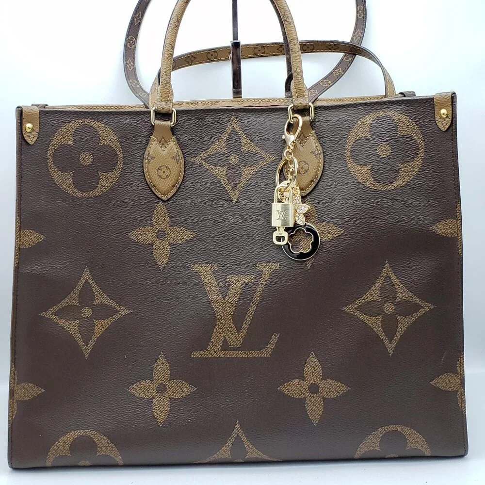 Authentic Louis Vuitton Lock & Key with Unbranded Flower Charm, Keychain